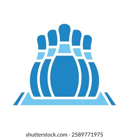 Bowling dual tone blue color, mini illustration icon. use for modern concept, print, UI, UX kit, web and app development. Vector EPS 10, related to entertainment, festival, funfair and hobbies.