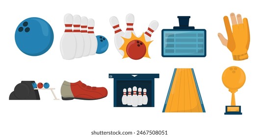 Bowling Element Illustration Collection Set