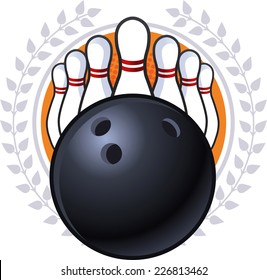 Bowling emblem cartoon vector illustration