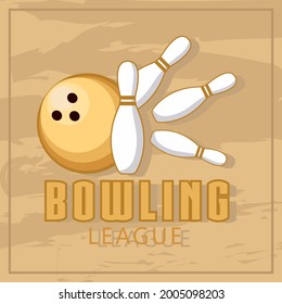 bowling emblem. logotype template on retro grunge background. vector illustration