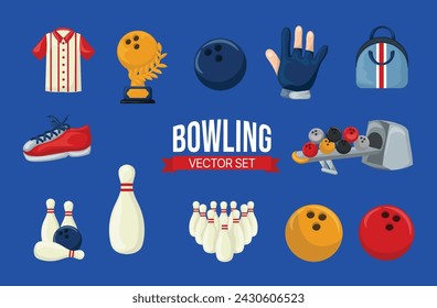 Bowling Equipment Illustration Vector Set