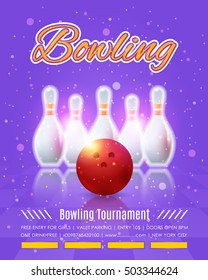 Bowling Event Poster Template Vector Background