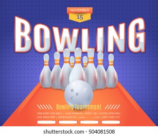 Bowling Event Poster Template Vector Background