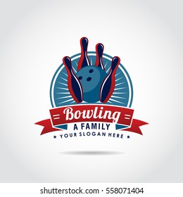 Bowling Family Logo Template. Vector Illustrator eps.10