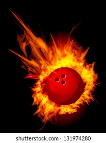Bowling Fire Ball on black vector illustration
