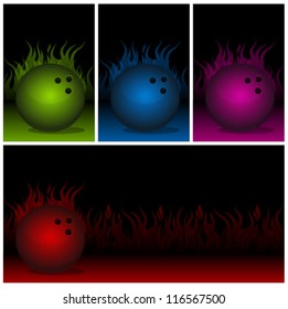 Bowling Fire Ball/Vector Layout Set