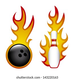 bowling flames over white background vector illustration