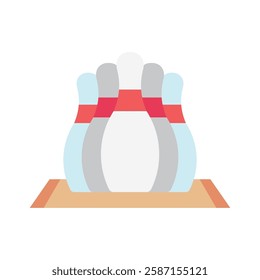 Bowling flat color, mini illustration icon. use for modern concept, print, UI, UX kit, web and app development. Vector EPS 10, related to entertainment, festival, funfair and hobbies.