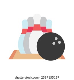 Bowling flat color, mini illustration icon. use for modern concept, print, UI, UX kit, web and app development. Vector EPS 10, related to entertainment, festival, funfair and hobbies.