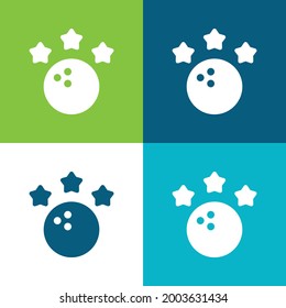 Bowling Flat four color minimal icon set