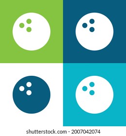 Bowling Flat four color minimal icon set