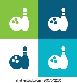 Bowling Flat four color minimal icon set