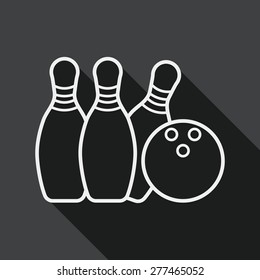 bowling flat icon with long shadow, line icon