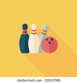 bowling flat icon with long shadow,eps10