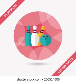bowling flat icon with long shadow,eps10