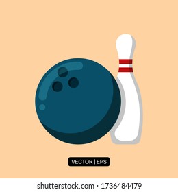 Bowling flat icon vector illustration logo template for many purpose.