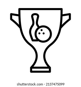 Bowling flat line icon. Sport game - skittles with ball. Outline sign for mobile concept and web design, store.