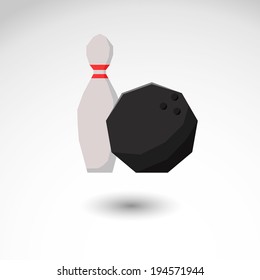 Bowling flat vector illustration isolated background