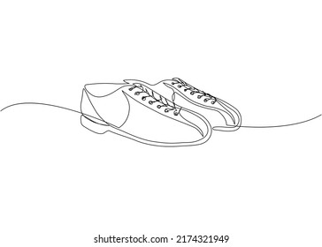 Bowling footwear one line art. Continuous line drawing of entertainment, sport, hobby, shoes, tournament, game, activity, competitive, leisure, professional, play.