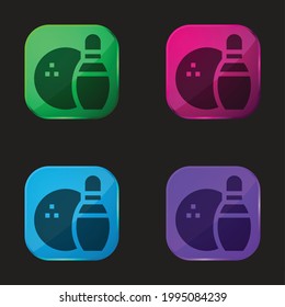 Bowling four color glass button icon