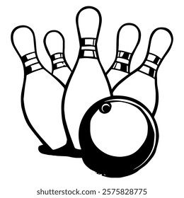 bowling, fun, sport, illustration, strike, leisure, ball, speed, isolated, icon, concept, game, object, hobby, recreation, competition, play, pocket, black, website, win, event, vector, design, web,