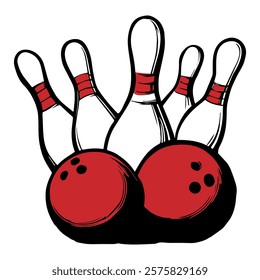 bowling, fun, sport, illustration, strike, leisure, ball, speed, isolated, icon, concept, game, object, hobby, recreation, competition, play, pocket, black, website, win, event, vector, design, 