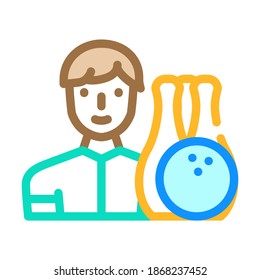 bowling game color icon vector. bowling game sign. isolated symbol illustration