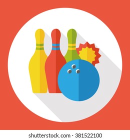 bowling game flat icon