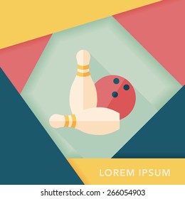 Bowling game flat icon with long shadow,eps10