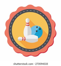 Bowling game flat icon with long shadow,eps10