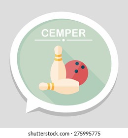 Bowling game flat icon with long shadow,eps10
