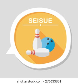 Bowling game flat icon with long shadow,eps10
