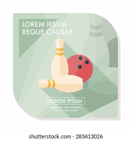 Bowling game flat icon with long shadow,eps10