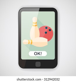 Bowling game flat icon with long shadow,eps10