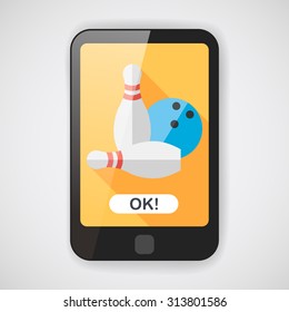 Bowling game flat icon with long shadow,eps10