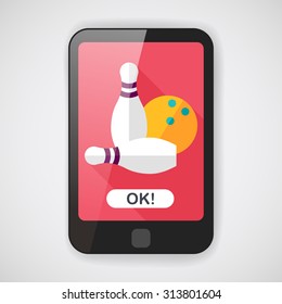 Bowling game flat icon with long shadow,eps10