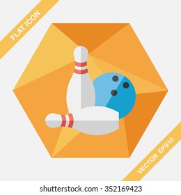 Bowling game flat icon with long shadow,eps10