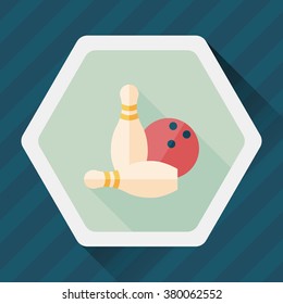 Bowling game flat icon with long shadow,eps10