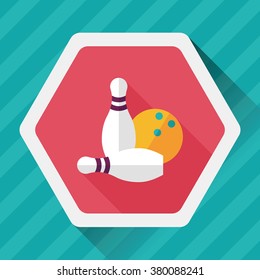 Bowling game flat icon with long shadow,eps10