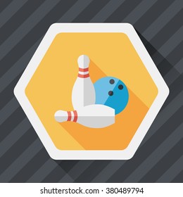 Bowling game flat icon with long shadow,eps10