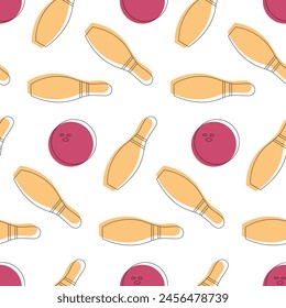 Bowling game flat icon,eps10 seamless pattern background