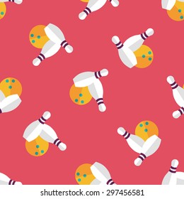 Bowling game flat icon,eps10 seamless pattern background