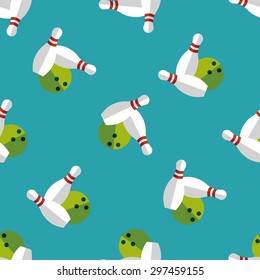 Bowling game flat icon,eps10 seamless pattern background