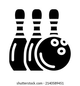 bowling game glyph icon vector. bowling game sign. isolated contour symbol black illustration
