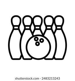 Bowling game icon linear logo mark in black and white