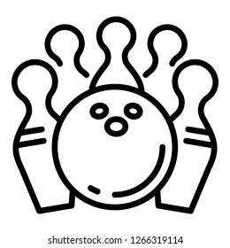 Bowling game icon. Outline bowling game vector icon for web design isolated on white background