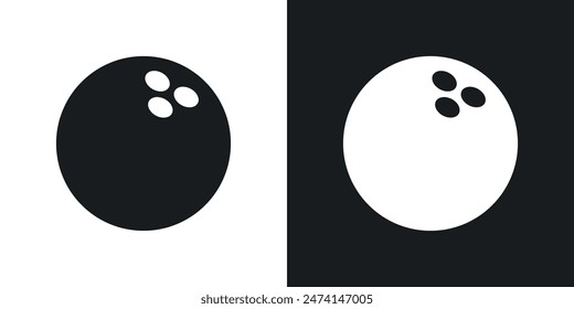 Bowling game icon set. Bowling ball vector symbol. Pin sign.