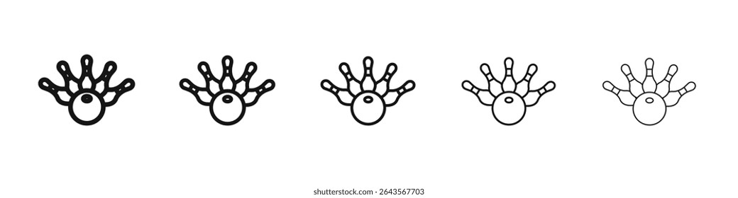 Bowling game icon vector outline set illustration sign