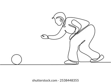 Bowling game illustrated in continuous one line drawing. Sport activity concept emphasizing teamwork and skill in bowling.