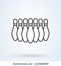 bowling game line art Simple vector modern icon design illustration.